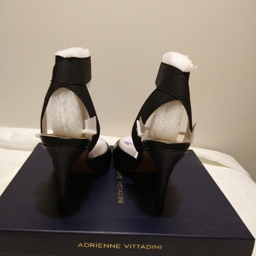 Adrienne Vittadini Guidry Leather Peep Toe Heels - Picture 15 of 15